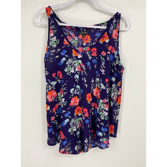 Love University Womens Purple Multicolor Floral VNeck Sleeveless Blouse Top NEW - Picture 1 of 9